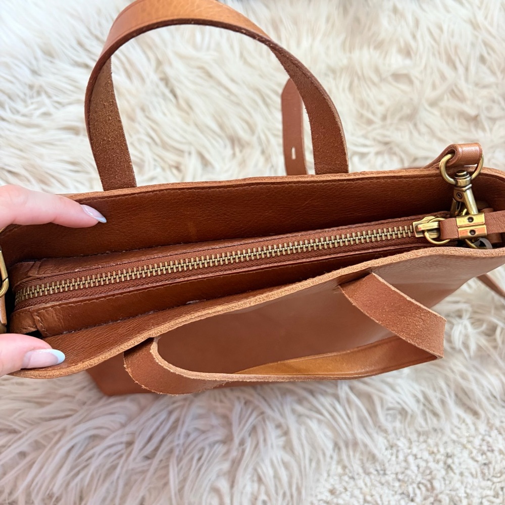 Madewell Zip Top Mini Transport Tote in English Saddle Leather - Picture 8 of 10